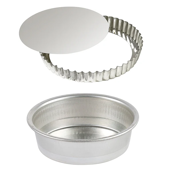 Lot moule rond 28 cm et tourtière 32 cm en fer blanc Gobel