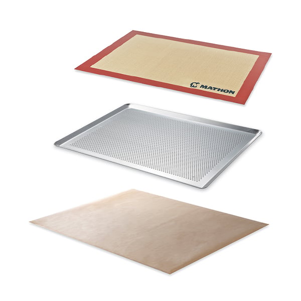 Lot plaque à pâtisserie, tapis de cuisson silicone et feuille de protection pour four Mathon