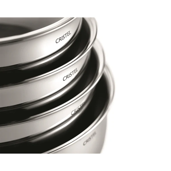 Lot poĂȘle sautoir tout inox CastelâPro 28 cm et couvercle Cristel - Image 4