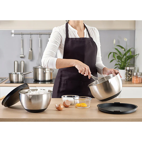 Lot tapis plaque de cuisson 39,7 x 29,5 cm et 2 bols pĂątissiers inox 20 et 24 cm Mathon - Image 2