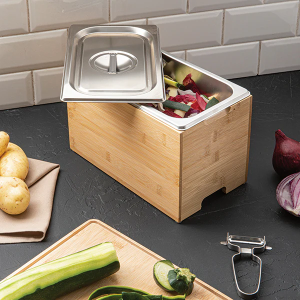 Bac Ă compost inox et support bambou Mathon