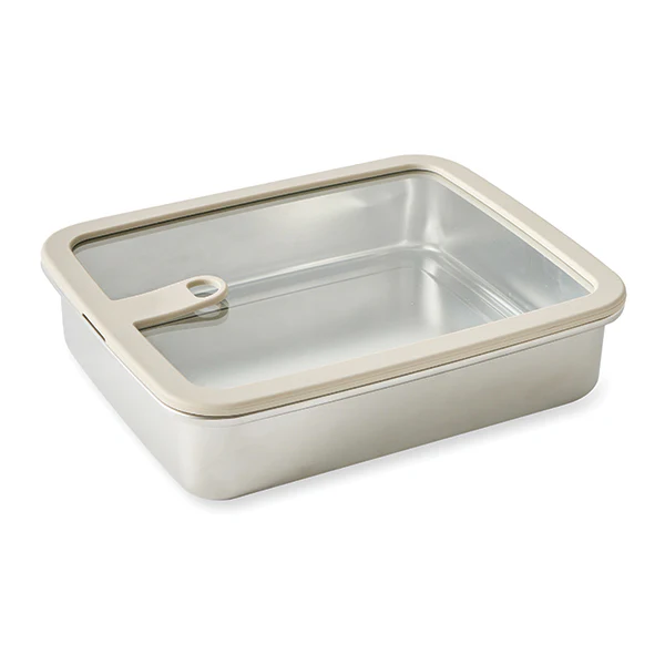 Boîte de conservation rectangulaire en inox avec couvercle en verre 1700 ml compatible micro-ondes Mathon
