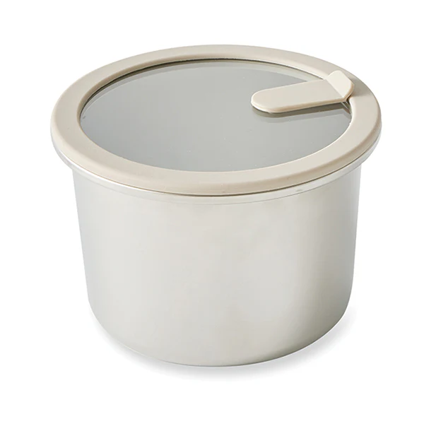 Boîte de conservation ronde en inox avec couvercle en verre 1500 ml compatible micro-ondes Mathon