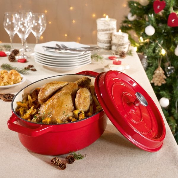 Cocotte en fonte ovale 33 cm 6 L rouge Mathon - Image 2