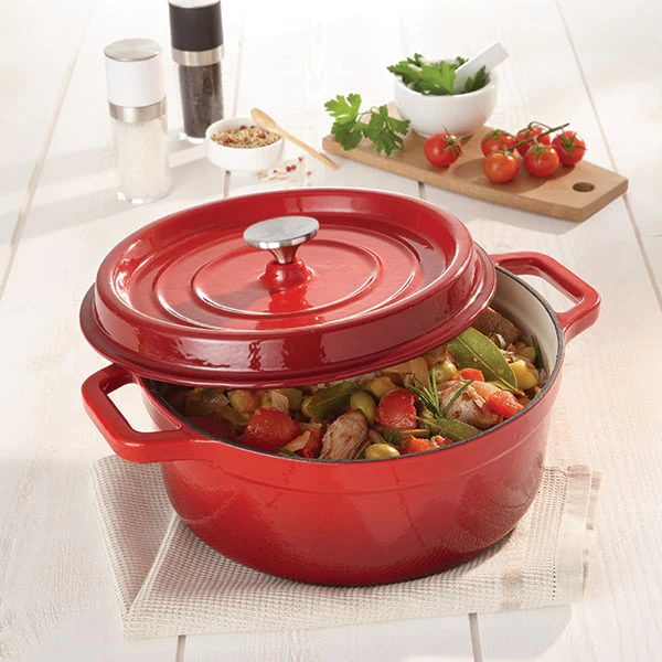 Cocotte en fonte ronde 24 cm 3,7 L rouge Mathon - Image 2