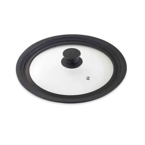 Couvercle en verre et silicone noir multidiamètre 24, 26 et 28 cm Mathon