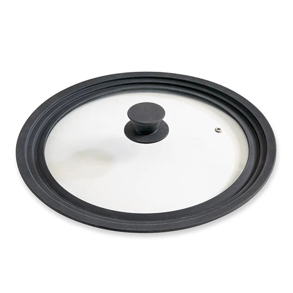 Couvercle en verre et silicone noir multidiamètre 28, 30 et 32 cm Mathon