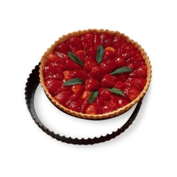 Moule Ă tarte amovible acier revĂȘtu antiadhĂ©rent bords cannelĂ©s 28 cm Mathon
