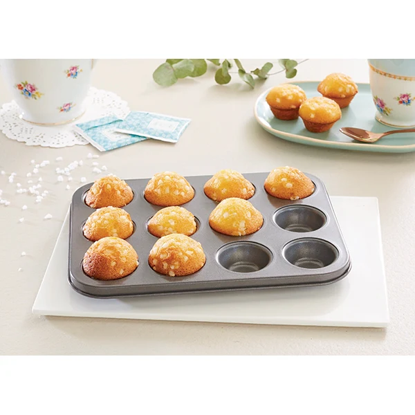 Plaque 12 mini-muffins acier revĂȘtement antiadhĂ©rent 26 cm Mathon