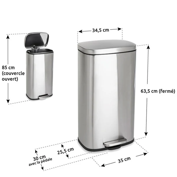 Poubelle de cuisine en inox 30 L Mathon - Image 4