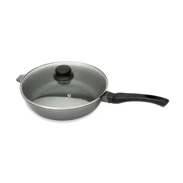 Sauteuse revĂȘtement Dur comme la pierre 28 cm et couvercle en verre Mathon