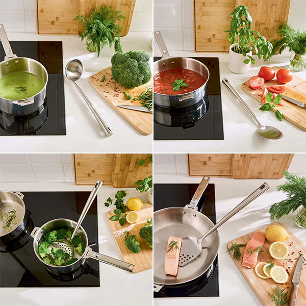Set 4 ustensiles en inox louche cuillÚre spatule écumoire Mathon - Image 2