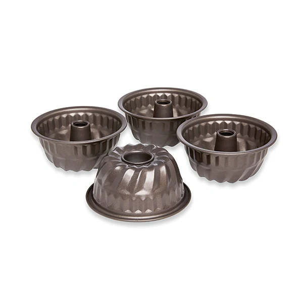 Set de 4 moules Ă mini kouglof acier revĂȘtement antiadhĂ©rent 10 cm Mathon - Image 2
