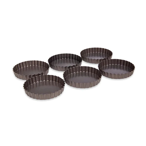 Set de 6 moules à tartelette avec fond amovible acier revêtement antiadhérent 12 cm Mathon - Image 3