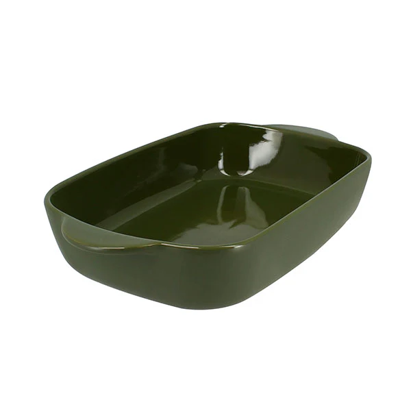 Plat à four rectangulaire Octave en grès vert 33,8 x 20 cm Menastyl