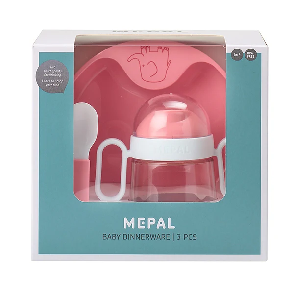 Coffret repas bébé 3 pièces rose Mepal - Image 6