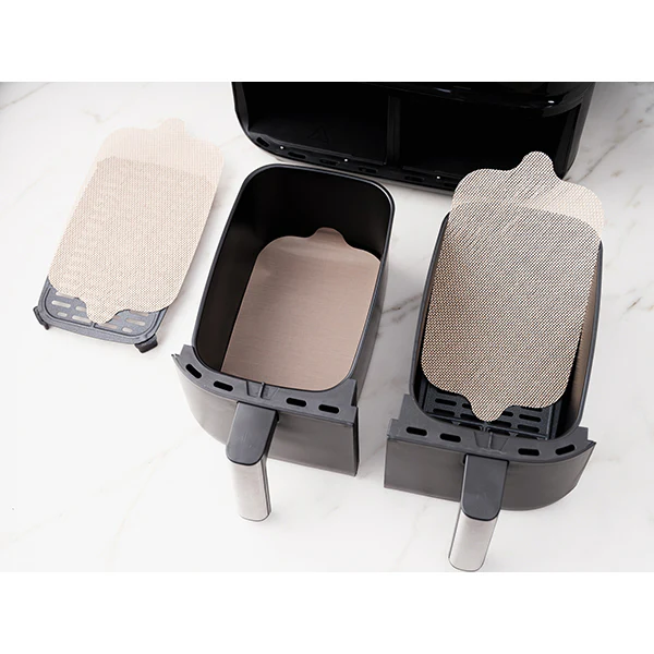 Set de feuilles de cuisson rectangulaires pour friteuses Ă air chaud double panier NoStik