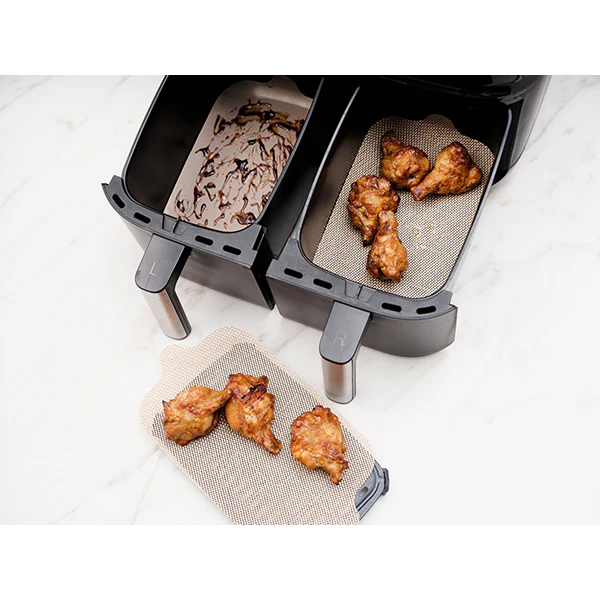 Set de feuilles de cuisson rectangulaires pour friteuses Ă air chaud double panier NoStik - Image 2