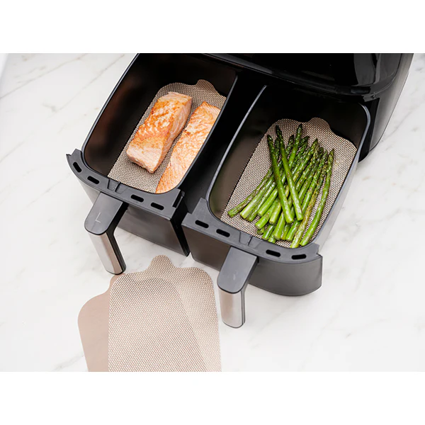 Set de feuilles de cuisson rectangulaires pour friteuses Ă air chaud double panier NoStik - Image 3