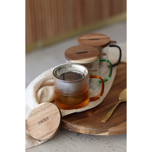 Tisanière mug Karl en verre borosilicate anse ambrée 300 ml Ogo - Image 3