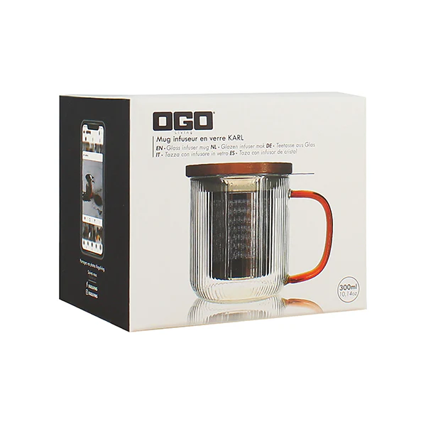 Tisanière mug Karl en verre borosilicate anse ambrée 300 ml Ogo - Image 4