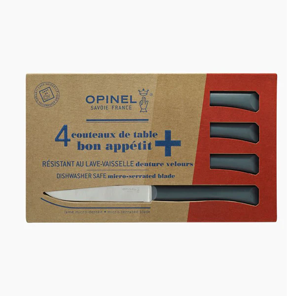 Coffret 4 couteaux de table lame micro-dentée 11 cm Bon Appétit Plus anthracite Opinel