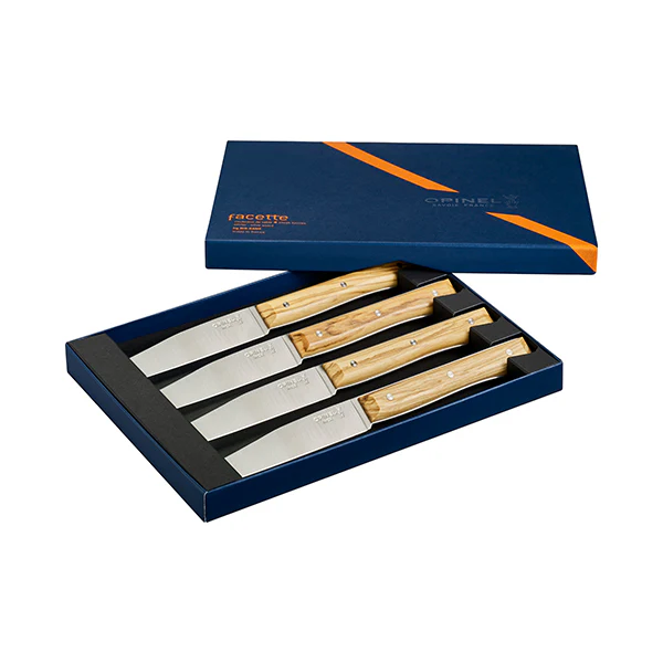 Coffret de 4 couteaux de table Ă lame lisse Facette olivier Opinel - Image 3
