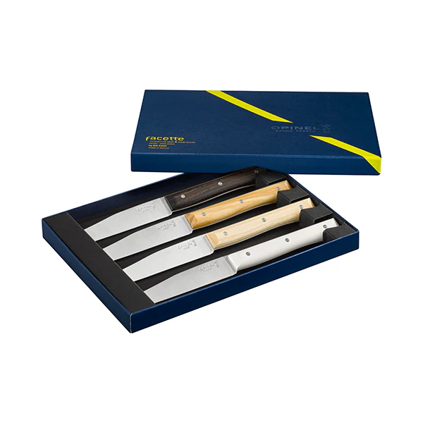 Coffret de 4 couteaux de table à lame lisse Facette panaché Opinel