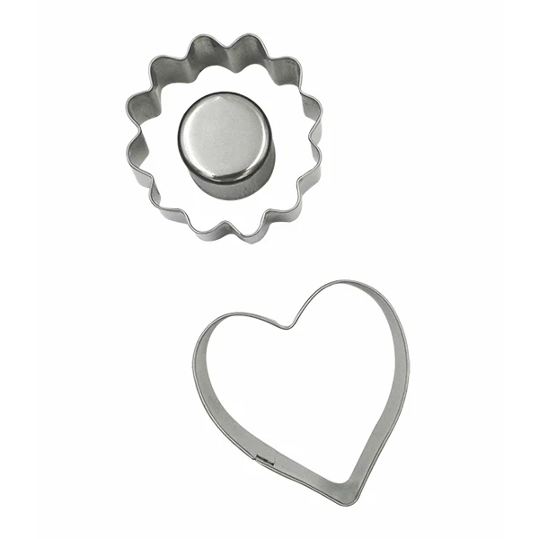 Set 2 emporte-pièces pour biscuits fourrés coeur et fleur Patisse