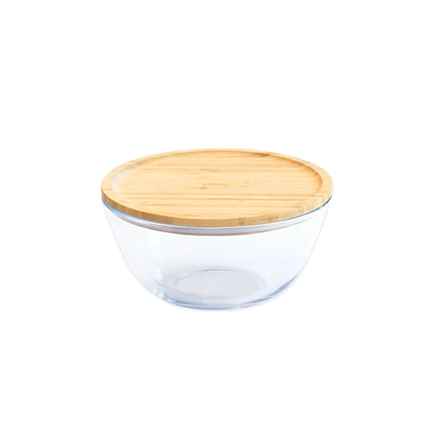Bol Ă mixer rond couvercle bambou 1.6L Pebbly