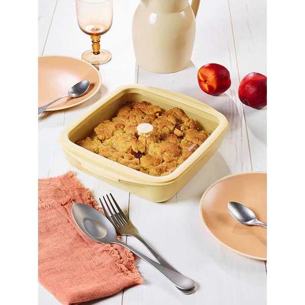 Plat à four carré en verre borosilicate avec couvercle CrÚme 1,6 L Pebbly - Image 2