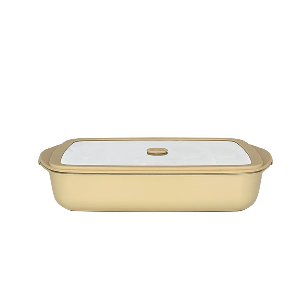 Plat à four rectangulaire en verre borosilicate avec couvercle Crème 1,6 L Pebbly - Image 3