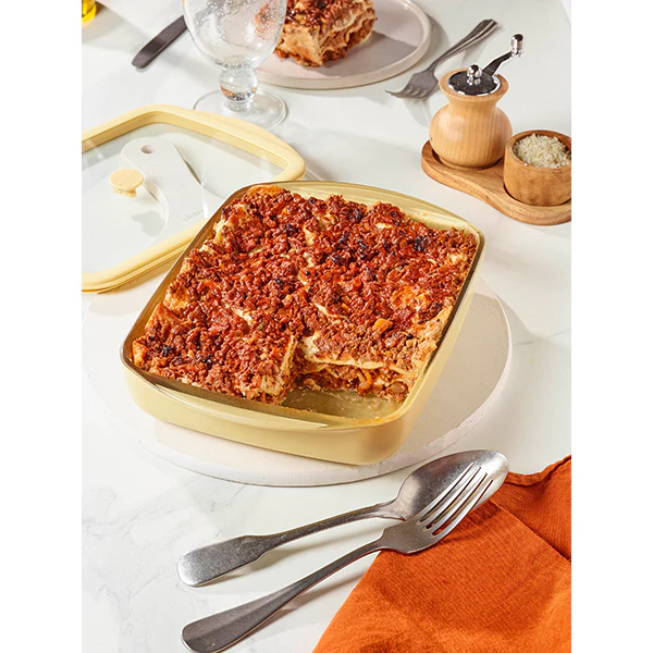 Plat à four rectangulaire en verre borosilicate avec couvercle Crème 1,6 L Pebbly - Image 5