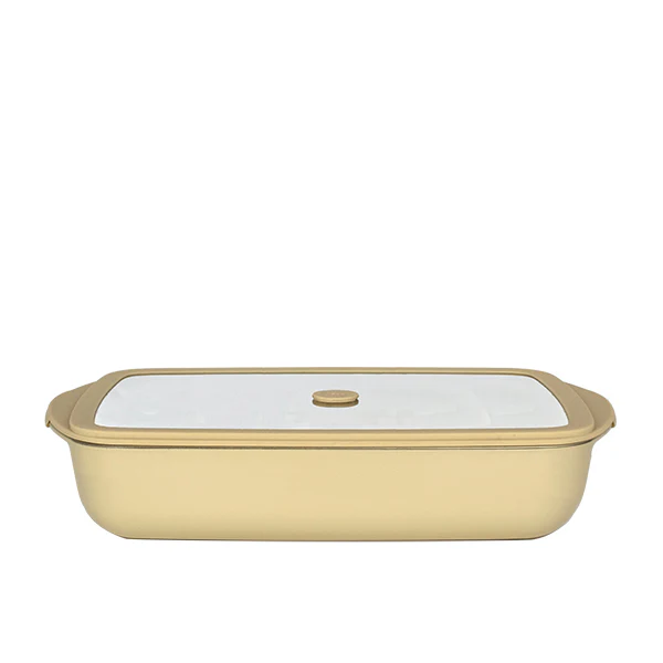 Plat Ă four rectangulaire en verre borosilicate avec couvercle CrĂšme 3,6 L Pebbly - Image 3