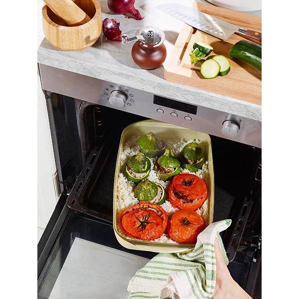 Plat Ă four rectangulaire en verre borosilicate avec couvercle CrĂšme 3,6 L Pebbly - Image 5