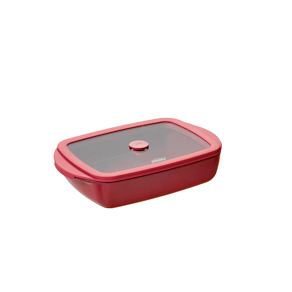 Plat Ă four rectangulaire en verre borosilicate avec couvercle Grenat 0,8 L Pebbly