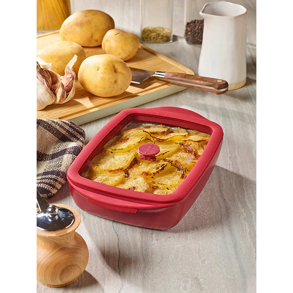 Plat Ă four rectangulaire en verre borosilicate avec couvercle Grenat 0,8 L Pebbly - Image 2