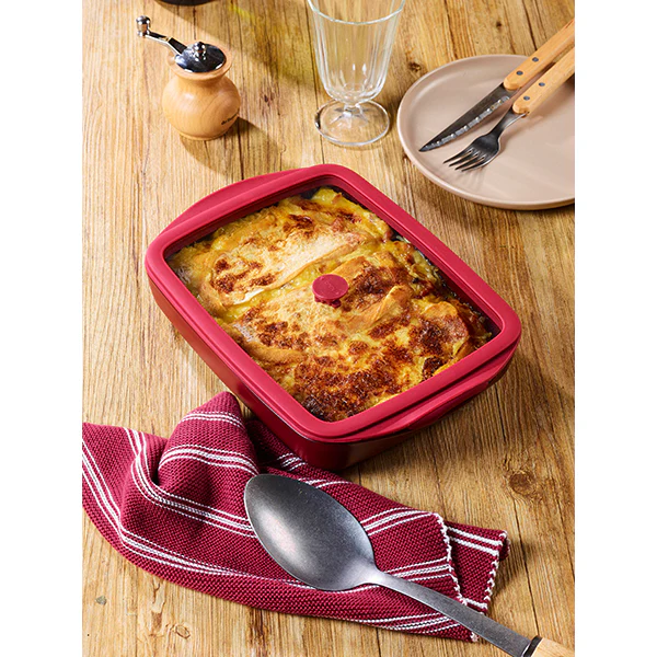 Plat Ă four rectangulaire en verre borosilicate avec couvercle Grenat 1,6L Pebbly - Image 2