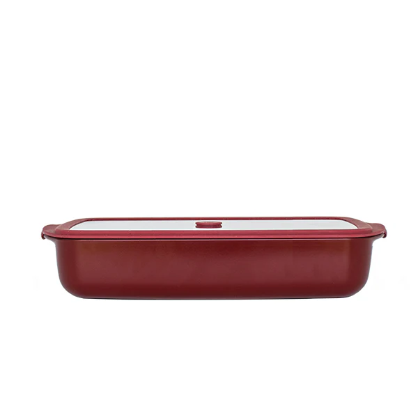 Plat à four rectangulaire en verre borosilicate avec couvercle Grenat 3,6 L Pebbly - Image 4
