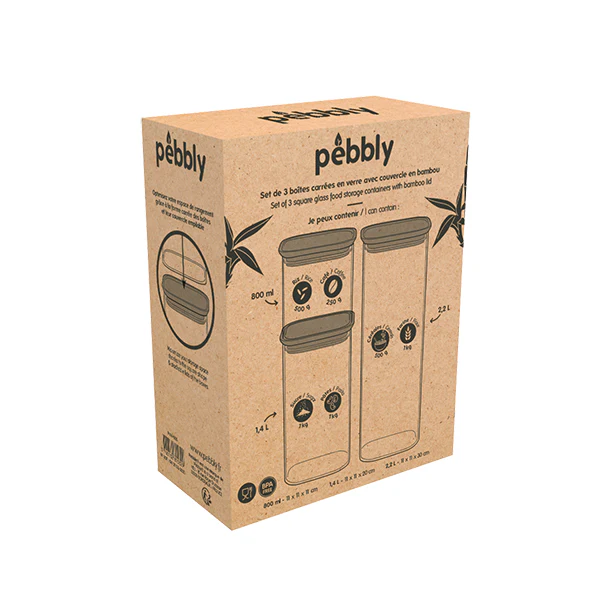 Set de 3 boîtes 0,8, 1,4 et 2,2 L Pebbly - Image 3