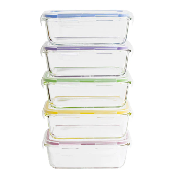 Set de 5 boîtes de conservation en verre borosilicate 850 ml Pebbly