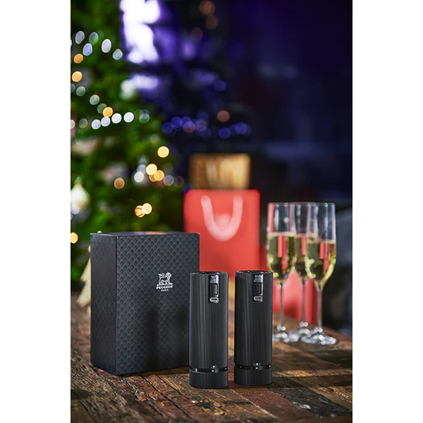 Coffret duo de moulins à poivre et à sel électriques Line noir mat 15 cm Peugeot - Image 2
