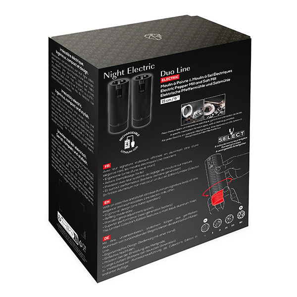 Coffret duo de moulins à poivre et à sel électriques Line noir mat 15 cm Peugeot - Image 6