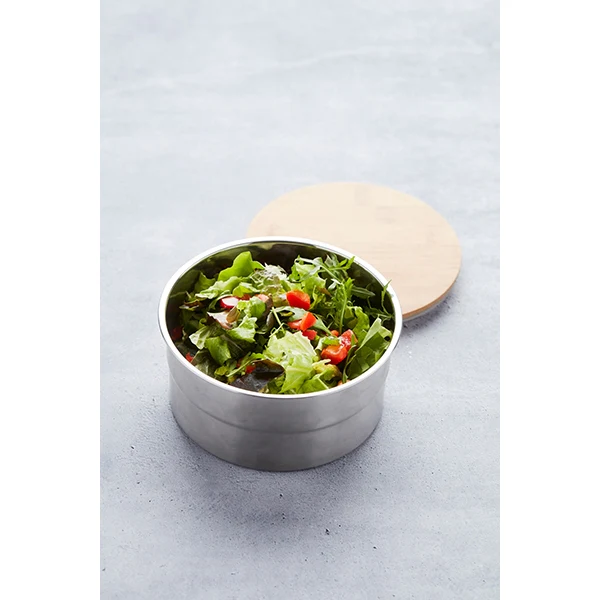 Lunch box ronde en inox 850 ml et couvercle en bambou Point Virgule - Image 5