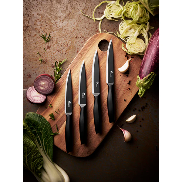 Set 4 couteaux à steak lame noire Essentiels Pradel Excellence