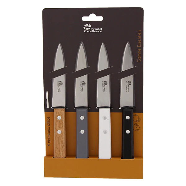 Set de 4 couteaux d'office 9 cm manches en bois de pin  Pradel Excellence