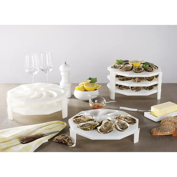 6 assiettes à huîtres empilables 9 huîtres + 1 citron Roger Orfèvre - Image 4