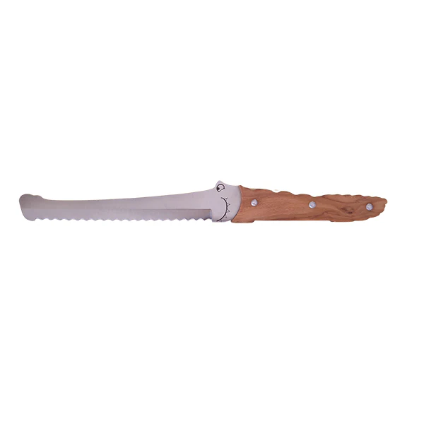 Couteau Ă pain Croco manche bois dâolivier 32,6 cm Roger OrfĂšvre