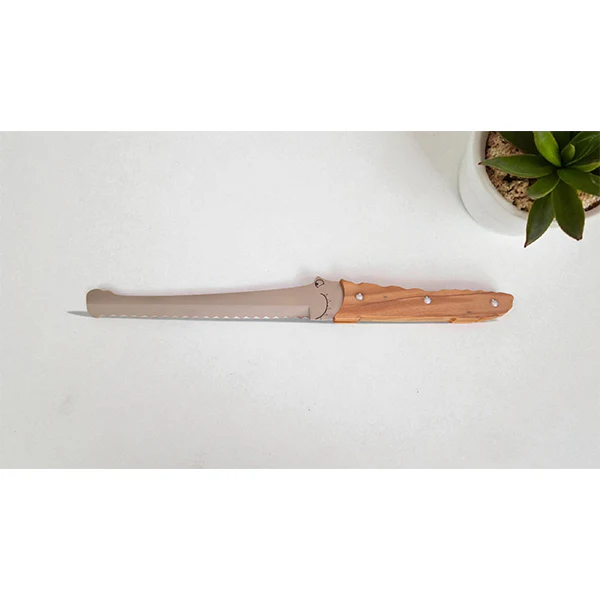 Couteau Ă pain Croco manche bois dâolivier 32,6 cm Roger OrfĂšvre - Image 3