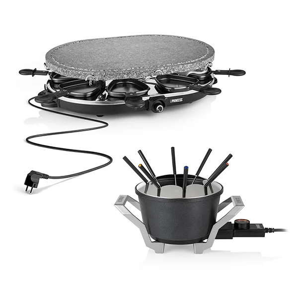 Set appareils Ă raclette avec pierre Ă cuire et Ă fondue 8 personnes Princess